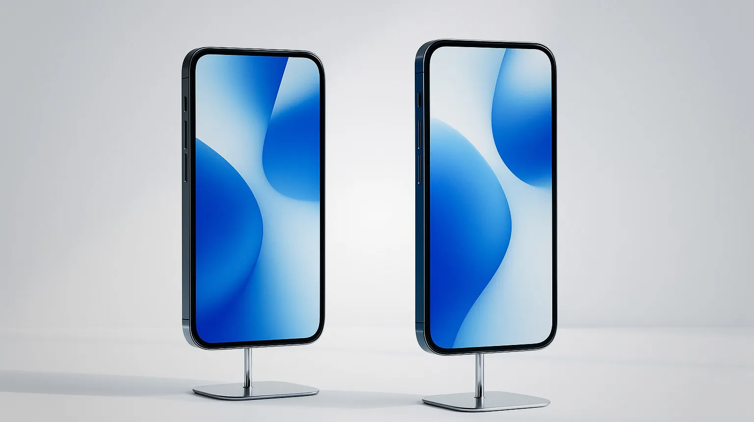 Two smartphones on stands showing capture app interfaces