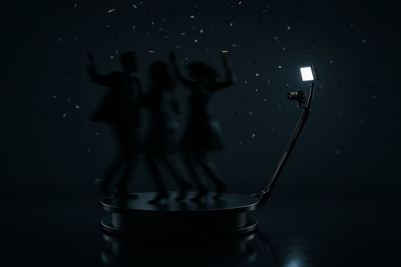 Professional 360 photo booth spinning platform in action